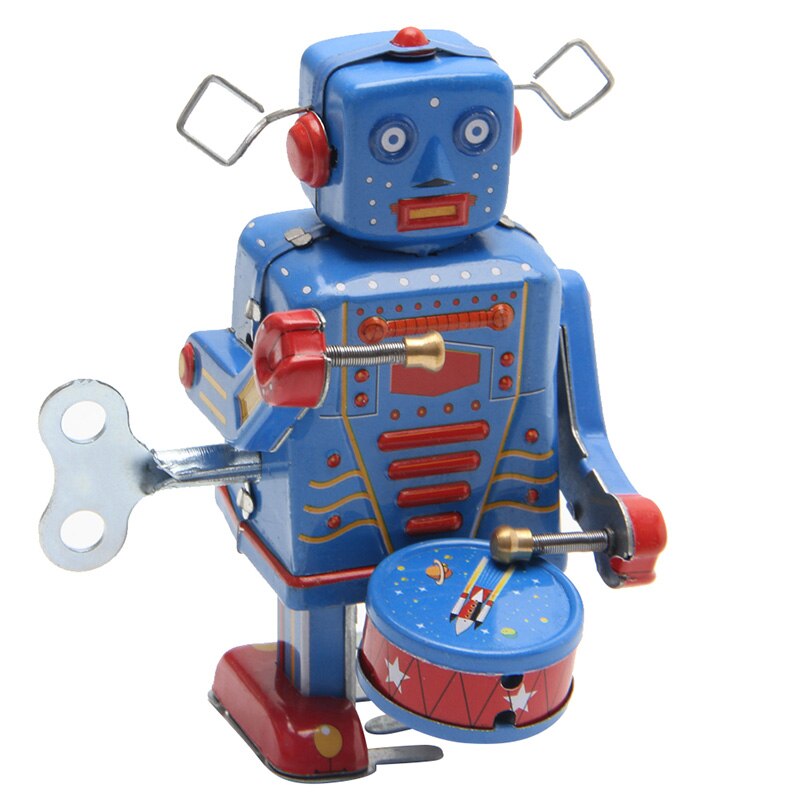 Retro Clockwork Wind Up Metal Walking Robot Speelgoed Vintage Collectible Kids