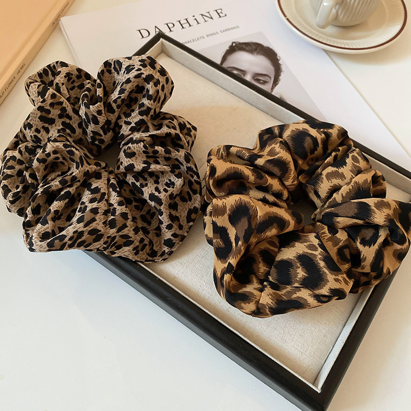 Retro leopardo impressão cabelo scrunchie alta rabo de cavalo corda elástica laço de cabelo clássico outono inverno acessório de cabelo para mulheres meninas