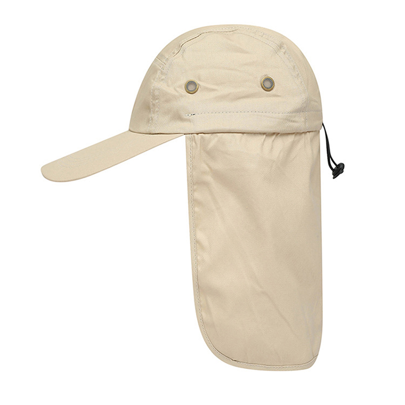 Casquette de randonnée unisexe à séchage rapide, chapeau de Protection solaire avec rabat de cou d&#39;oreille pour randonnée: Beige