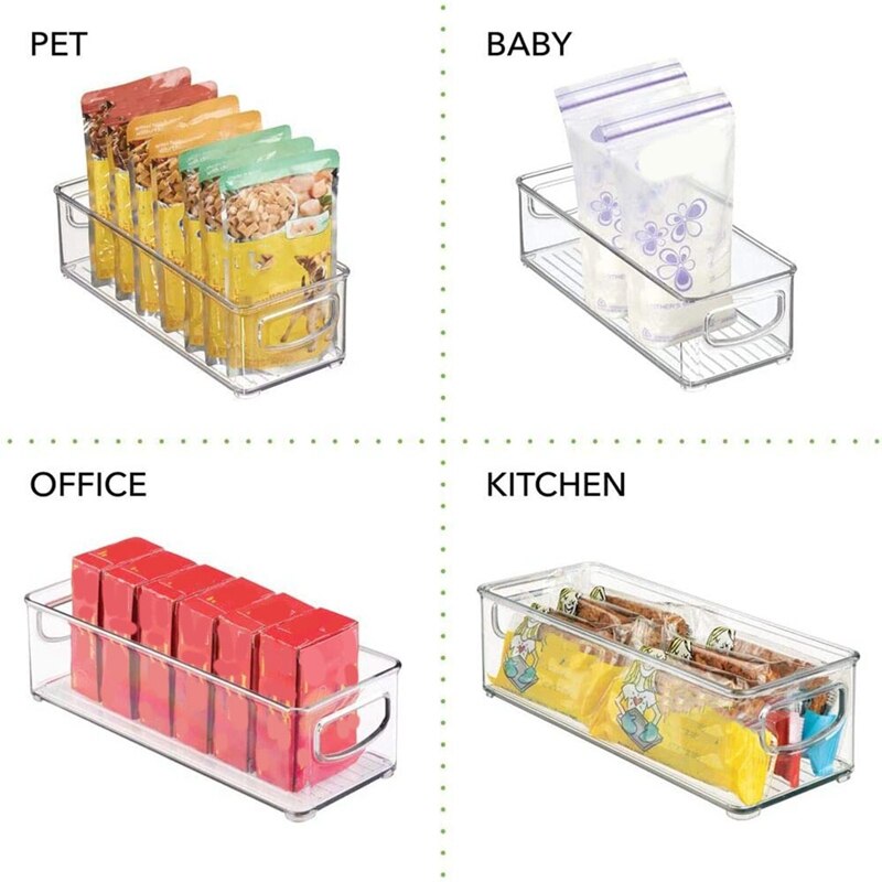 Refrigerator Organizer Bins Stackable Fridge Organizers Pantry Cutout Handle Clear Plastic Food Storage Bin Rack