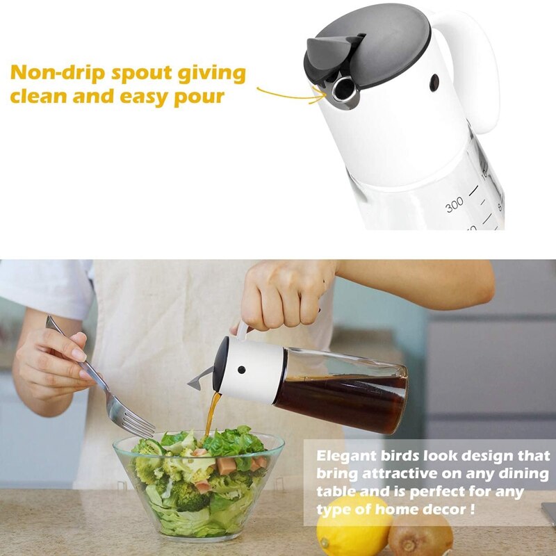 Drip Free Cooking Oil & Vinegar Dispenser with No Drip Bottle Spout - Oil Pourer Dispensing Bottles