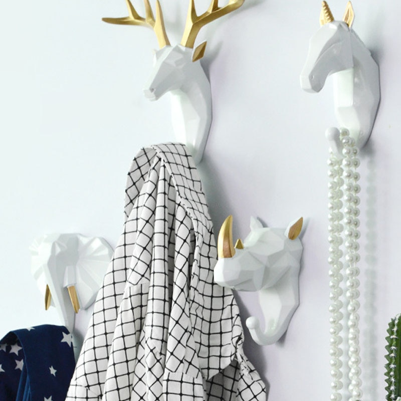 Dier Haak Sleutels Houder Muur Home Jas Hoed Rack Opknoping Herten Hoofd Jas Haak Nordic Creatieve Decoratieve Haak