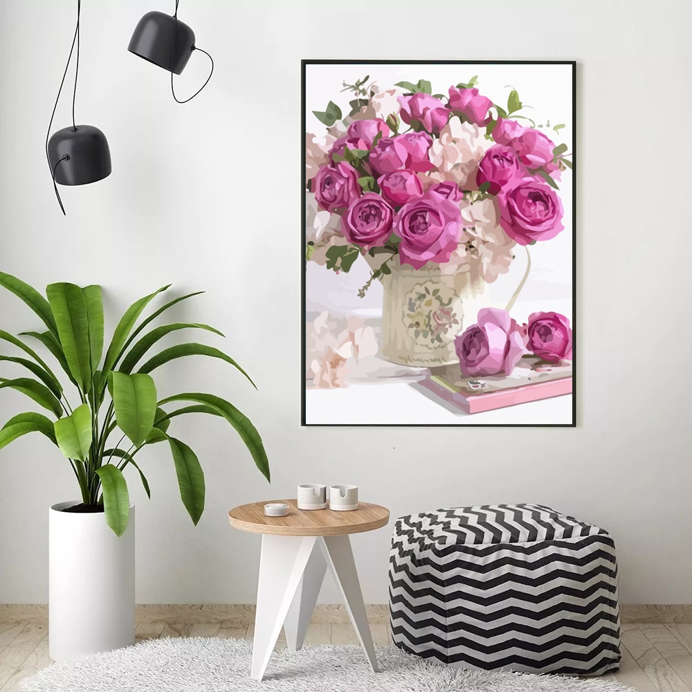 Huacan kleurplaten op nummer kits bloemen tekenen op canvas handgeschilderde schilderkunst doe-het-zelf huisdecoratie