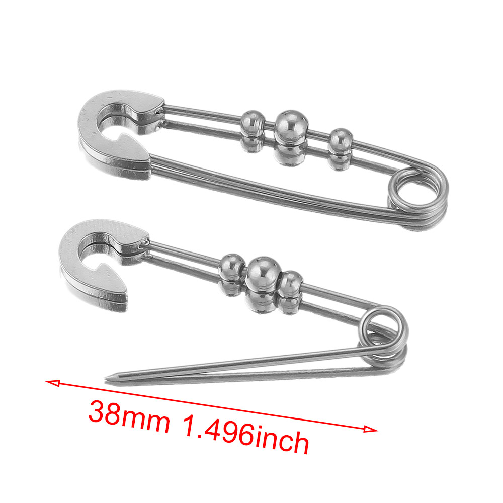 Alfileres de seguridad de acero inoxidable para ropa, broche de costura chapado en oro, insignia artesanal, accesorios para hacer joyas, 5 uds.: Blanco
