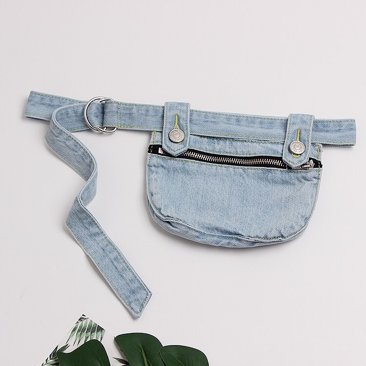 Bolso de pecho de tela vaquera Vintage para mujer, riñonera con cremallera desmontable, cinturones de vaqueros ajustables, bolso para teléfono, cartera,