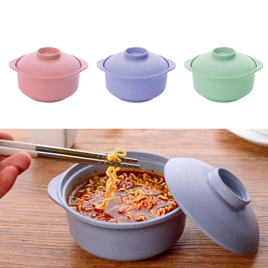 1pc Instant Noodles Bowl With Lid Japanese Style Students Noodle Soup Rice Ramen Bowl Restaurant Kitchen Tableware