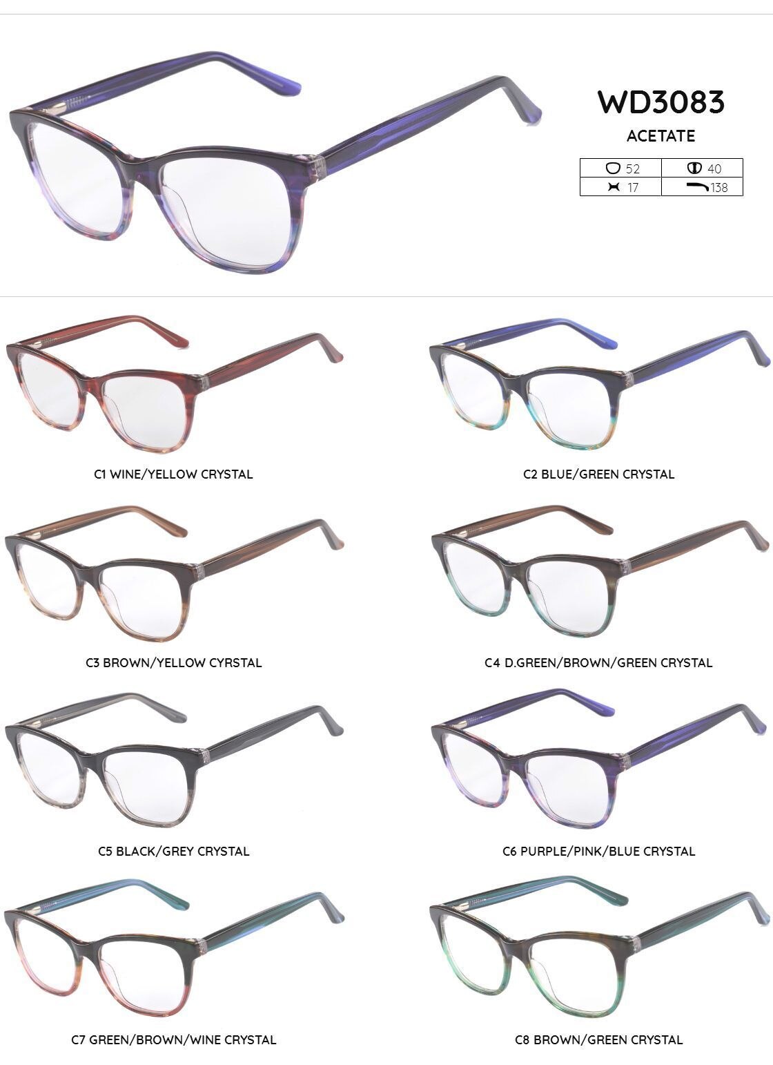 Kirka Woman Eyeglasses Frames Female Computer Glasses Frame Brown/Green Crystal Patchwork Women Men Glasses Eyewear WD3083