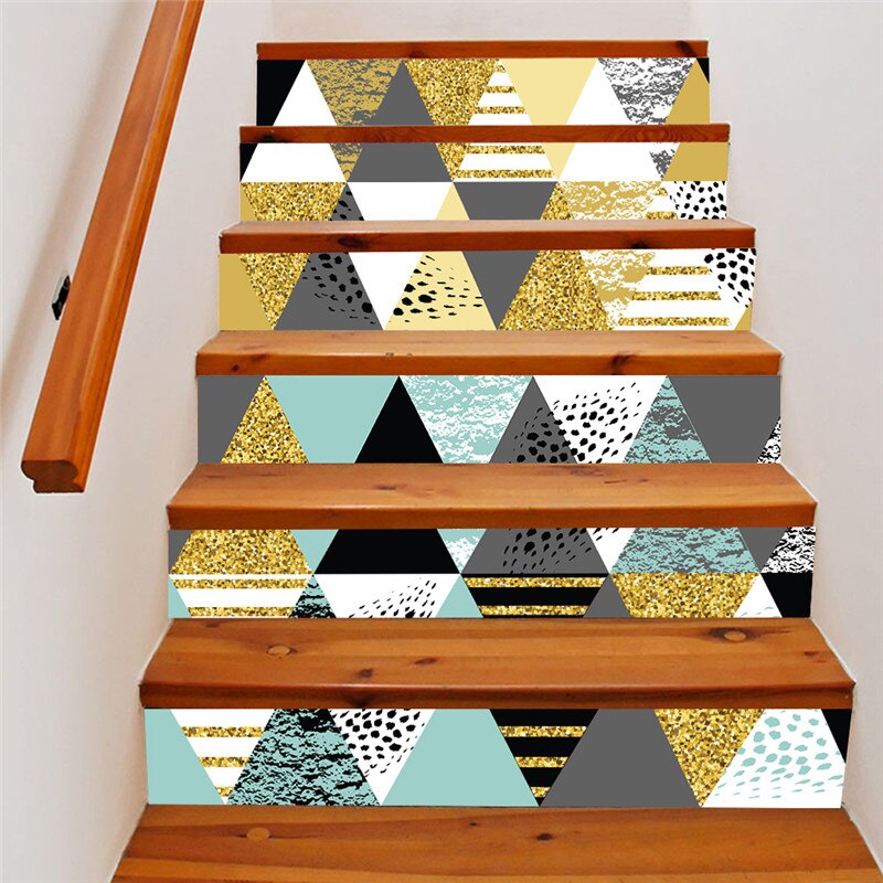 6Pcs/Set PVC Stair Sticker Waterproof Self-adhesive DIY Removable Stairway Wall Decor