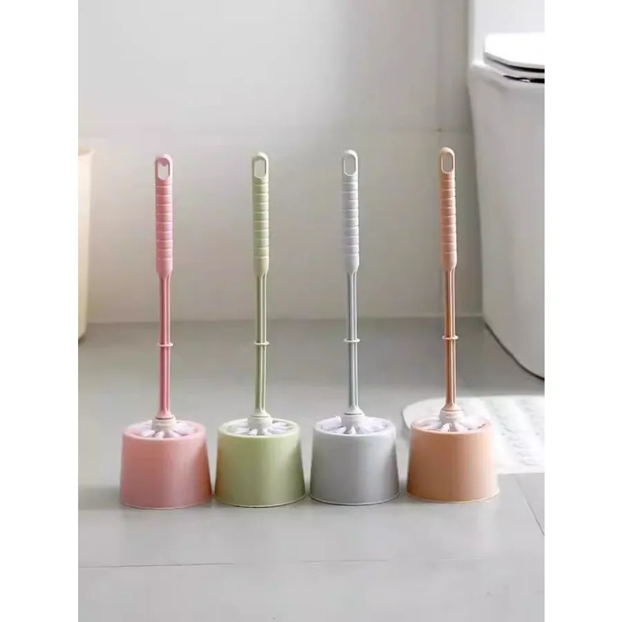 Juego de cepillos de inodoro elegantes para el hogar, cepillo de limpieza de inodoro sin ángulo muerto, mango largo, cepillo de limpieza de inodoro de pelo suave