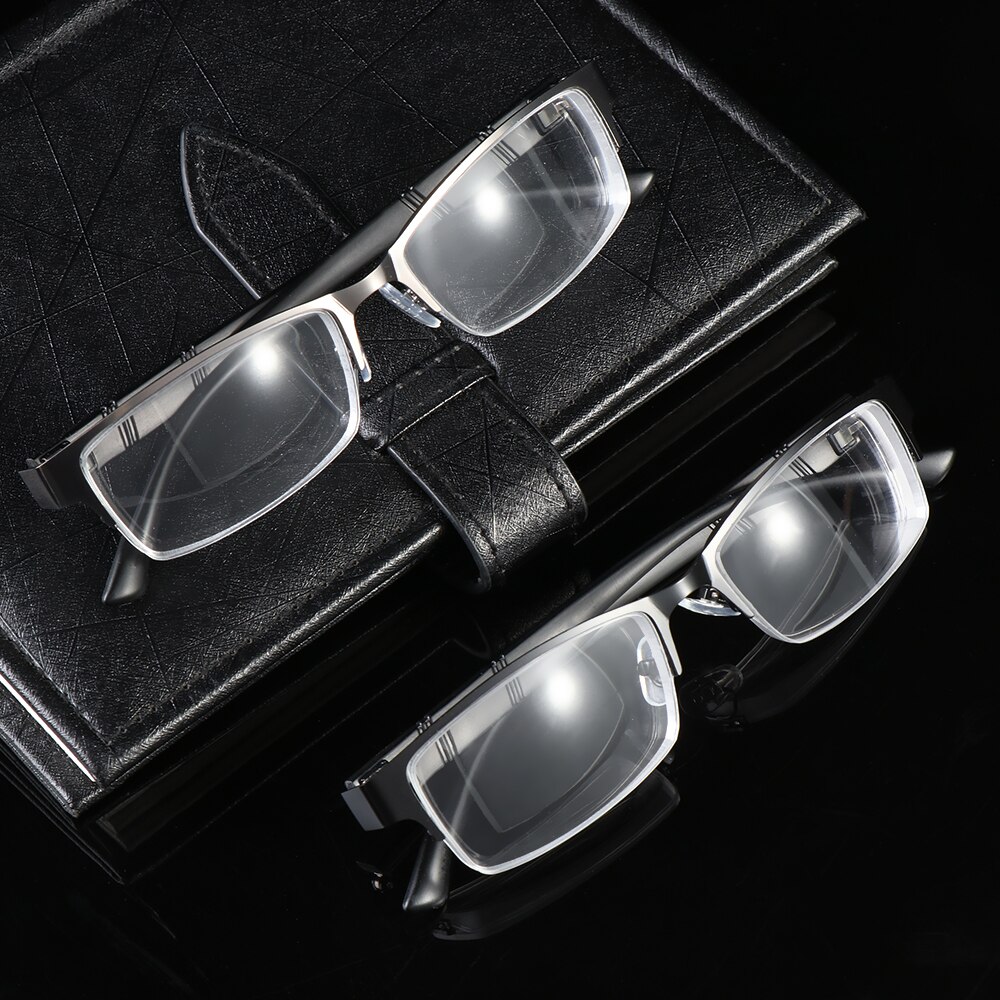 1Pc Unisex Leesbril Metalen Half Frame Vierkante Bijziendheid Brillen 0 -1 -1.5 -2 -2.5 -3 -3.5 -4 -4.5 -5 -5.5 -6