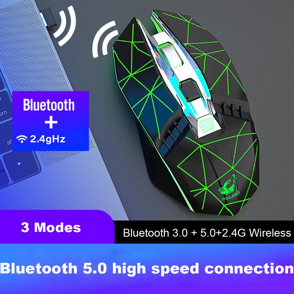 X5 Bluetooth 5.0+3.0+2.4G Wireless Three Mode Mute Rechargeable Gaming Mouse: C