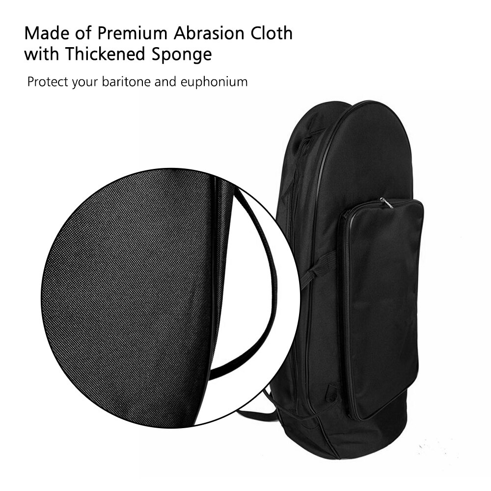 Premium slideklud euphonium gig taske baryton taske med stropper messing blæseinstrument tilbehør med stor kapacitet