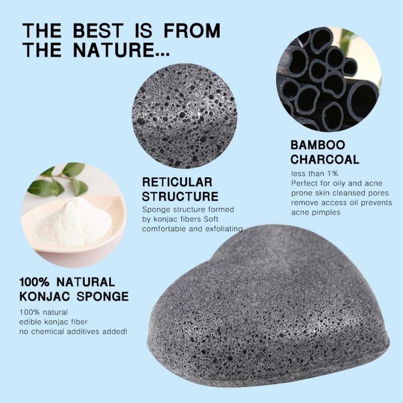 7 Colors Heart-shaped Cleansing Puff Sponge Exfoliating Cleansing Konjac Flutter Natural Soft Deep Cleansing Blackhead Face Wash