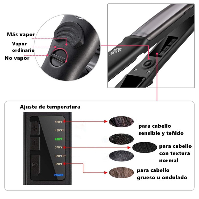 Herramienta profesional de moldeo para el cuidado del cabello de la plancha de vapor de peluqueria plana pintura en aerosol 450F