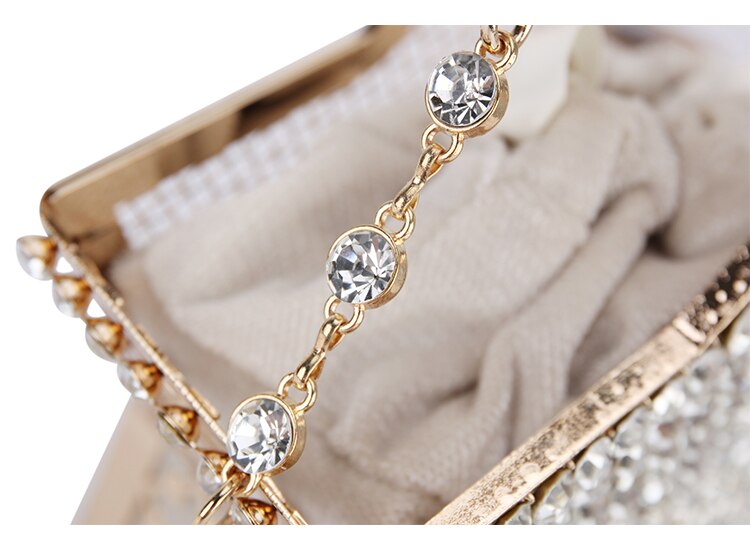 Luxury Diamond Silver Star Evening Clutch Bag For Women Hollow Out Small Metal Cage Ladies Chain Purses And Handbags