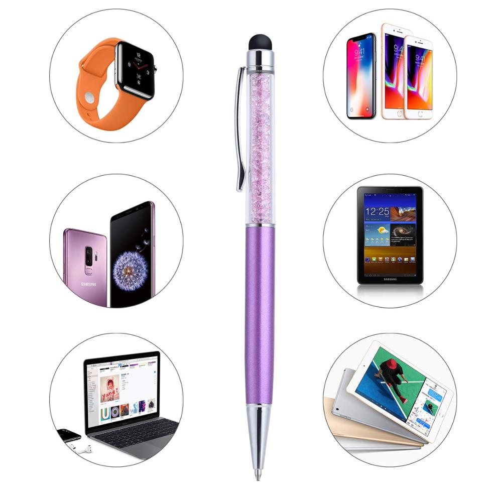 Crystal 2 in 1 Touch Pen Ink Ballpoint Pen For All Capacitive Touch Screen Device Colorful Stylus Pen For Iphone IOS Android