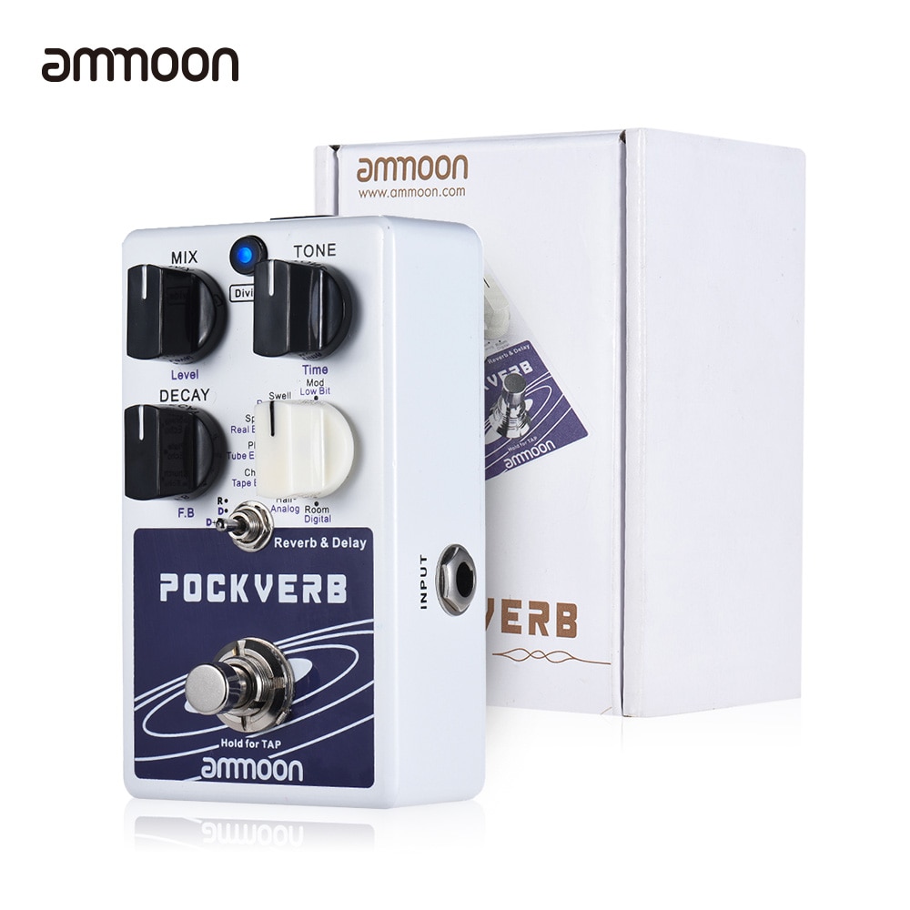 ammoon POCKVERB Reverb &amp; Delay Guitar Effect Pedal 7 Reverb Effects + 7 Delay Effects With Tap Tempo Function True Bypass