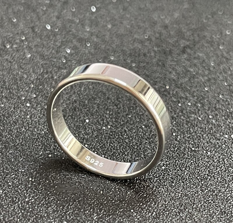 Eenvoudige 4Mm Platte Ringen Voor Vrouwen Mannen Engagement Sieraden Paar Tibetaans Zilveren S925 Ring Wedding Band Voor Liefhebbers Anniversary