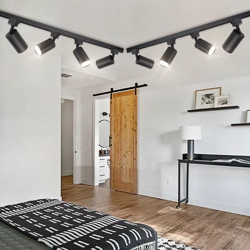 Juego completo de luces Led para riel de techo, foco de fuente de luz GU10 reemplazable para sala de estar y dormitorio, lámpara Led para riel