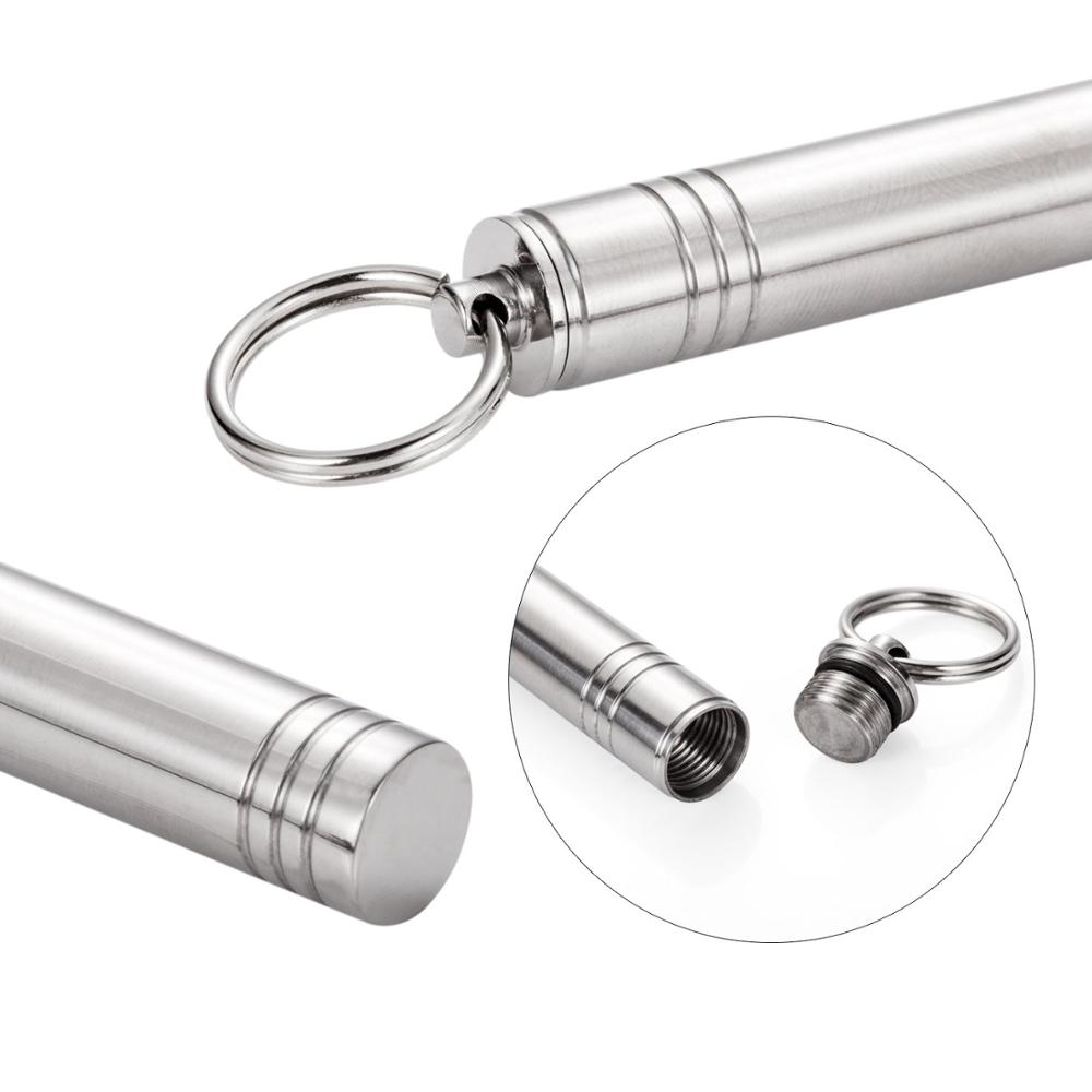 1/6/10/12Stck Küche draussen Titan Zahnstocher Edelstahl Metall Halfter Keychain Wiederverwendbare Lebensmittel Gabel für Reise Camping