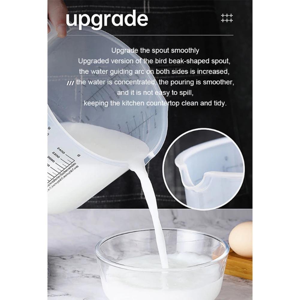 2.5l Baking Measuring Cup Transparent Home Scale Mixing Bowl With Lid Kitchen Tools