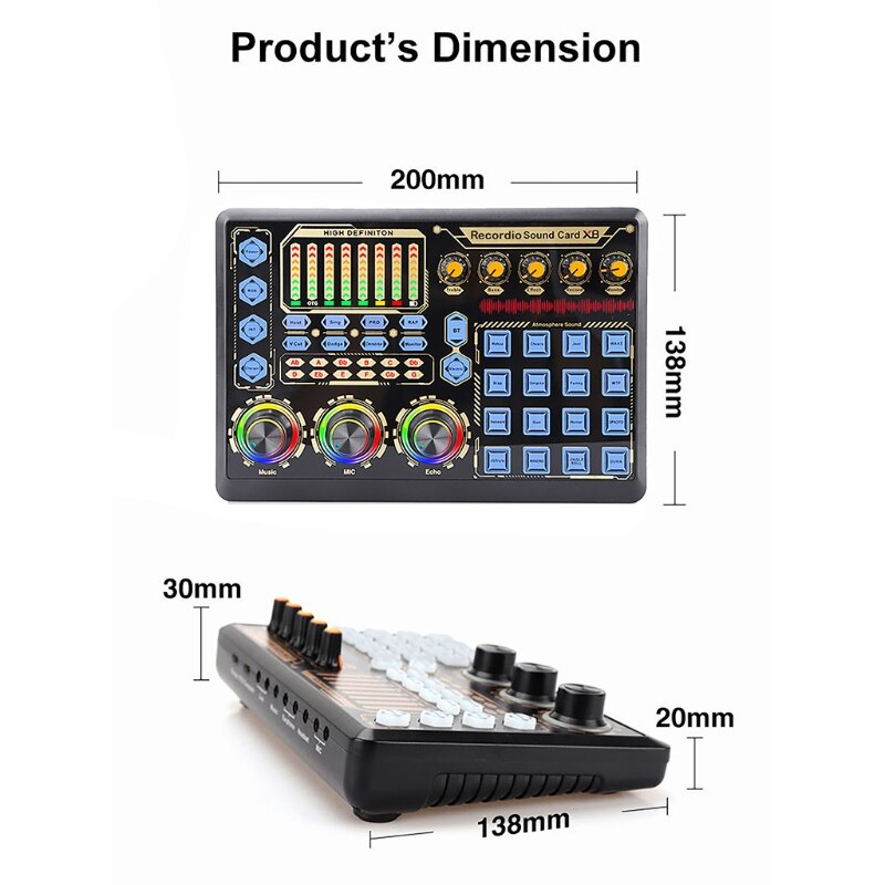 1Set Leef Microfoon Geluidskaart Mixer Sound Board Usb Externe Unpowered Opname 16 Soorten Sfeer Geluiden