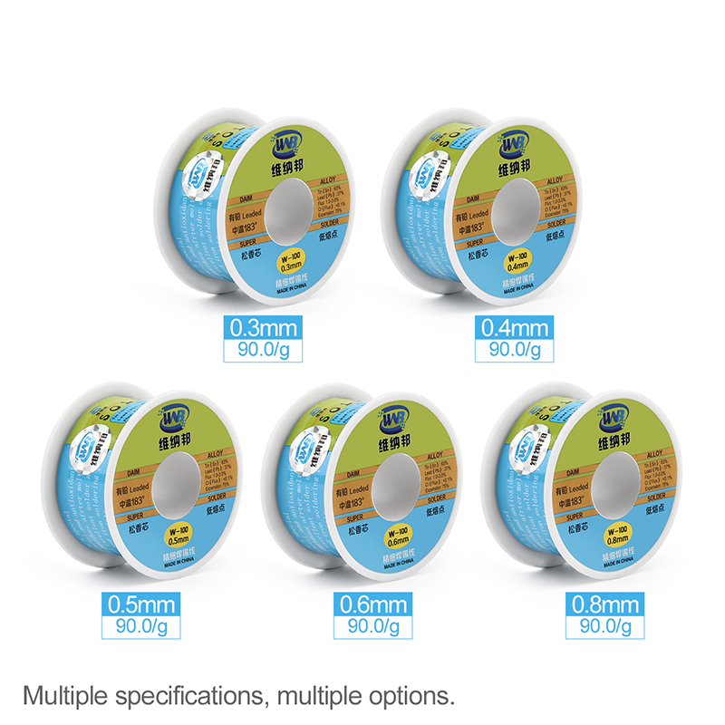 Rollo de hilo de soldadura de estaño y plomo, núcleo de colofonia de 90g, 0,3/0,4/0,5/0,6mm, fundente 0,8 Soldeer, rollo de alambre de soldadura de estaño, herramientas de reparación de BGA