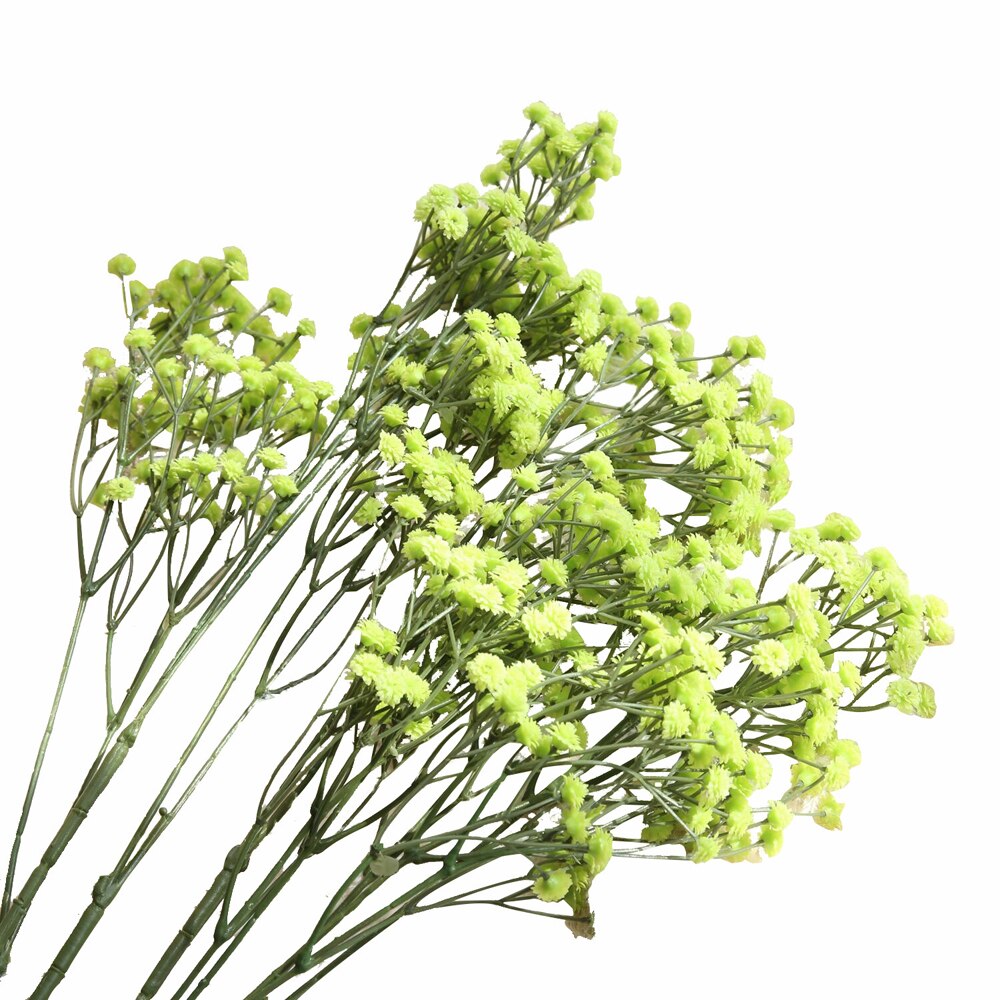 90 hoder kunstige blomster falske gypsophila bryllup dekorasjon bursdag gjør-det-selv foto rekvisitter blomsterhoder gren hjemmeinnredning blomst: Grønn