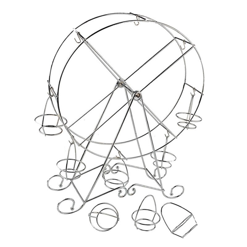 Rotating Ferris Wheel Dessert Server 8 Cupcakes Serving Tray Carnival Circus Themed Stainless Steel Cake Holder Stand