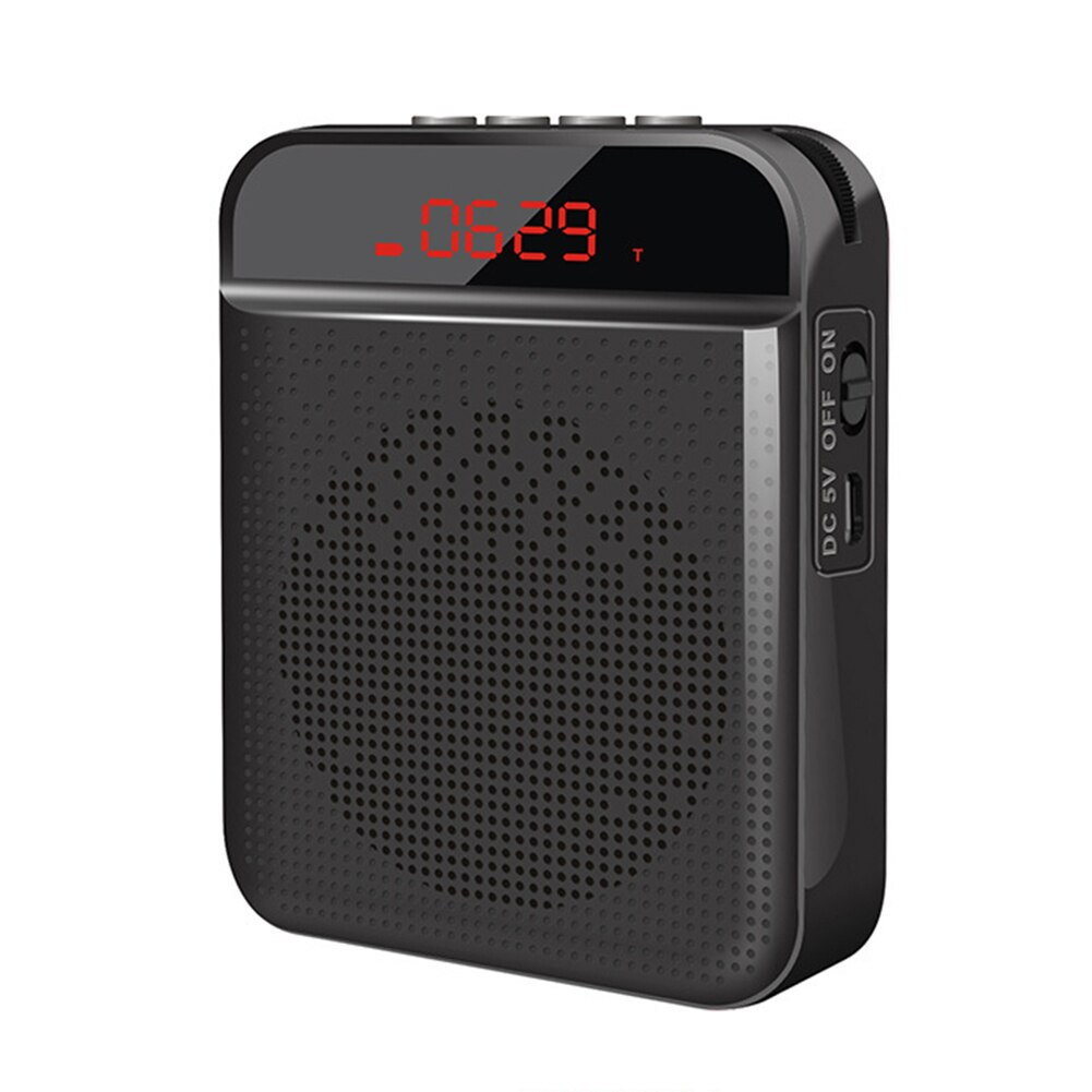 Megafono portatile 5W FM amplificatore vocale insegnante microfono altoparlante con lettore MP3 Radio FM ricarica USB per riunioni di insegnamento: nero