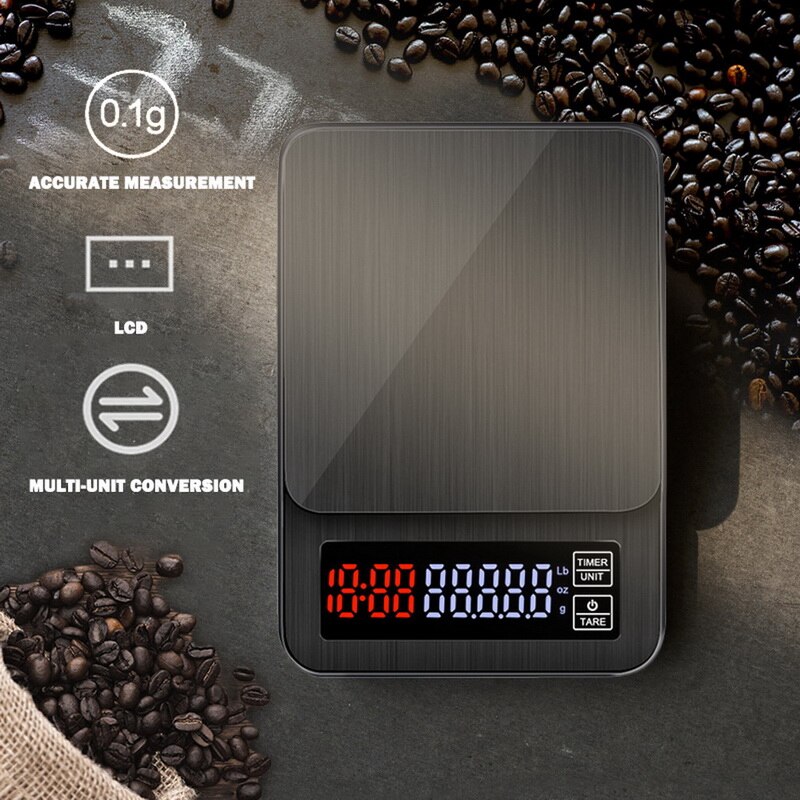 Precision Digital Food Scale USB Rechargeable Kitchen Scale For Cooking Baking Drip Coffee Scale With Timer 3/5kg/0.1g 10kg/1g