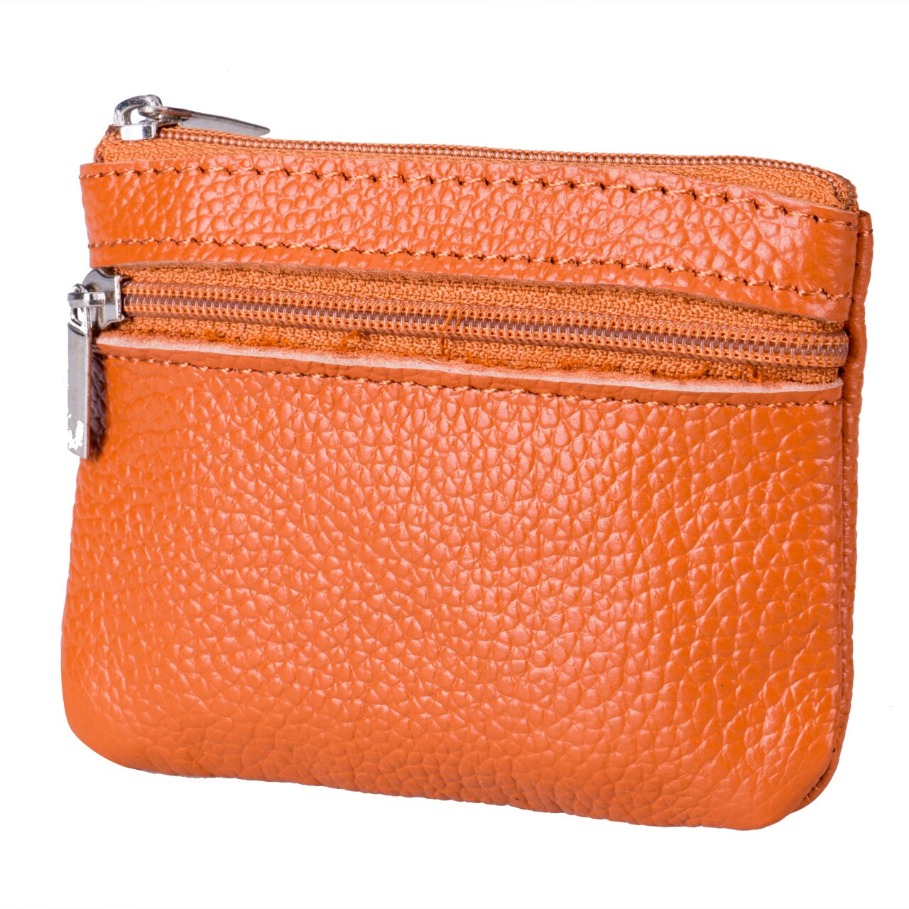 Kleine Brieftasche Frauen & Männer Leder Reißverschluss hoch Kredit Ich würde Karte Halfter Kupplung Reißverschluss Kleine Geldbörse Weichen Brieftasche frauen: orange 1