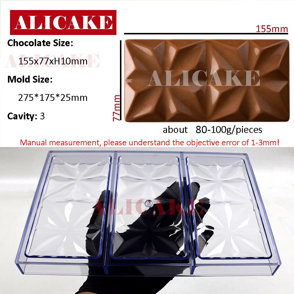3D Polycarbonate Chocolate Molds for Chocolates Bar Mold Baking Pastry Confectionery Tools Cake Candy Bonbon Moulds Form Tray: New Bar-10-20220216