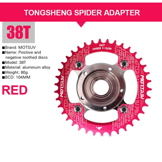 Plato y adaptador para bicicleta eléctrica Tongsheng, piezas de 32T/34T/36T/38T, 104BCD: D