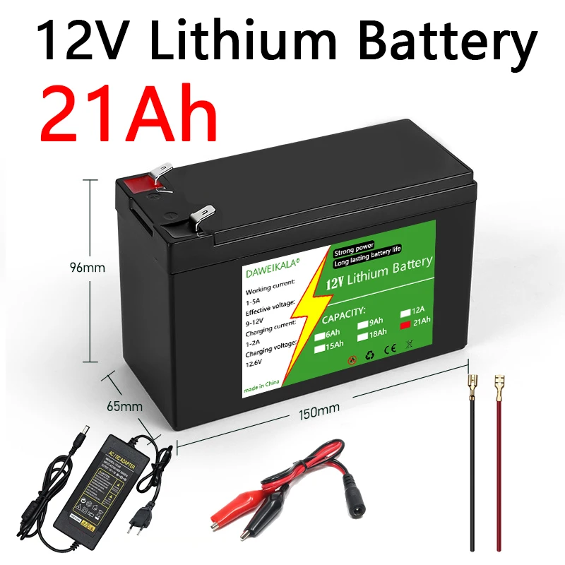 12 V 21Ah 18650 Lithium Batterij 3S7P Oplaadbare Batterij voor Zonne-energie Elektrische Voertuig Batterij 12.6 v 3A Oplader