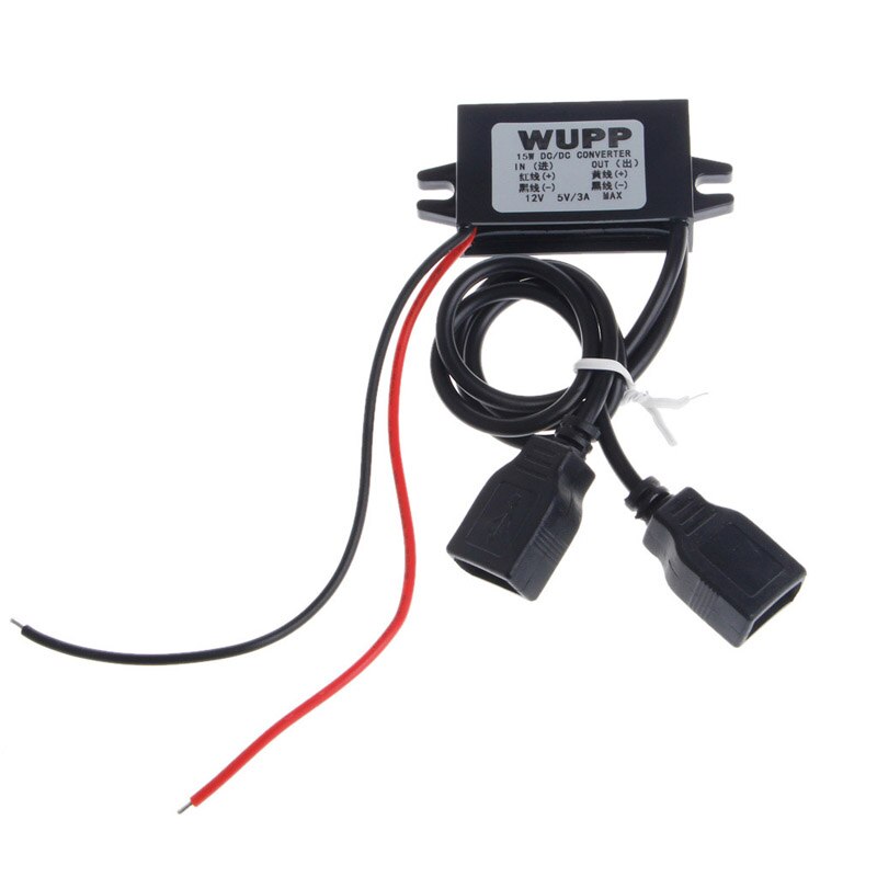 Auto Dc 12V Naar 5V 3A 15W Hard Wired Step Down Dual Usb Oplader Voor Dashcam Telefoon