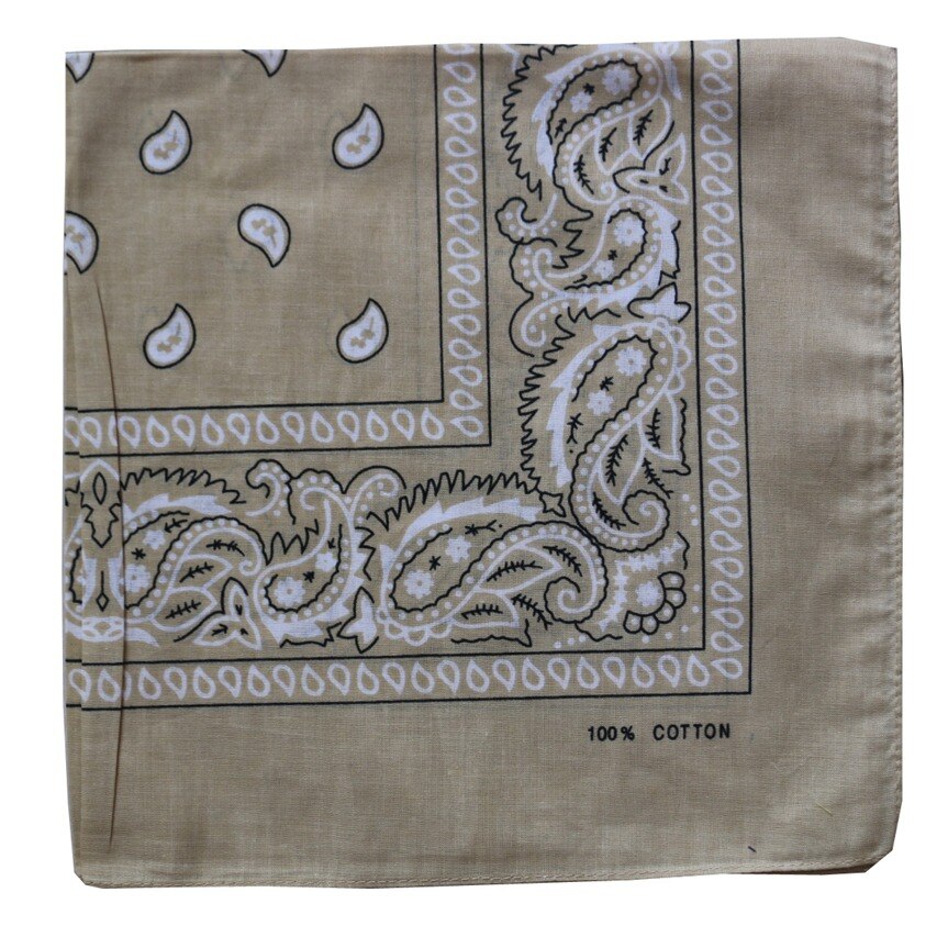 Winfox hofte hopp punk bomull svart hvit marine rød paisley bandana hodeplagg skjerf til herre dame: beige