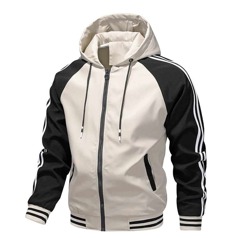 Heren Jas Herfst Lente Ride High-Performance Windjack Kleding Motorjas Mannelijke Motorjassen Winddicht Gestreept: XXL / Beige