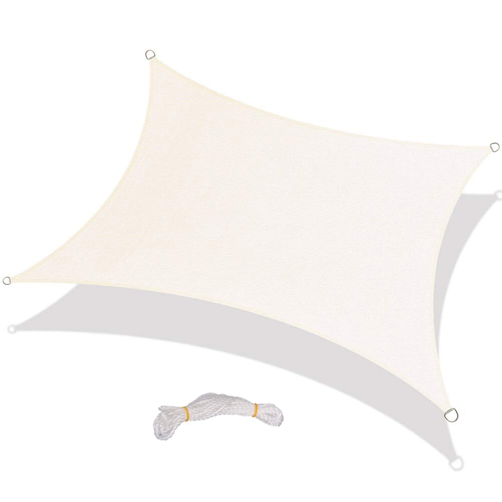 Uv Rectangle Water Resistant Canopy Sun Shade Sail Block Patio Awning Garden Antibacterial Blocking Uv Shade Canvas: white / 1.5M