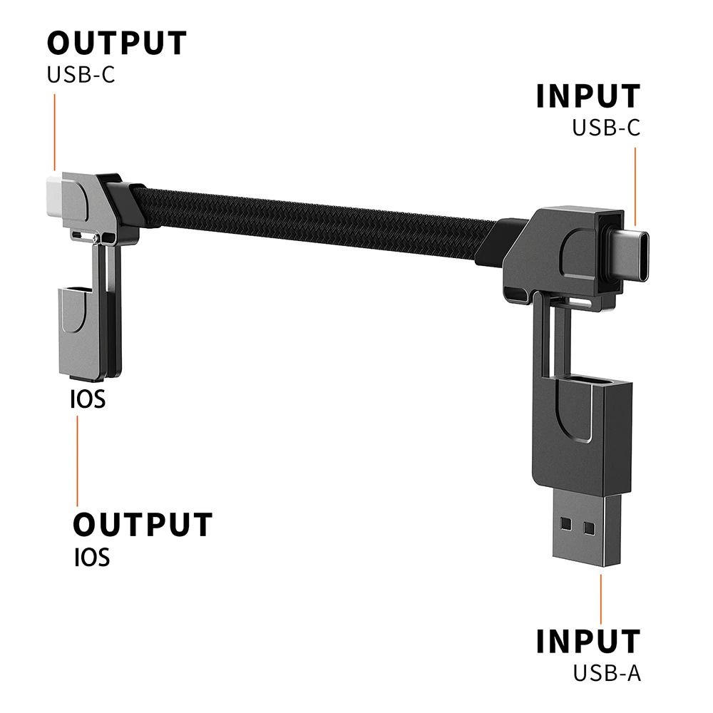 Nøglering multi-opladerkabel kort hurtigoplader  pd 60w multistik kabel 4 in 1 usb a/c til type c opladerledning
