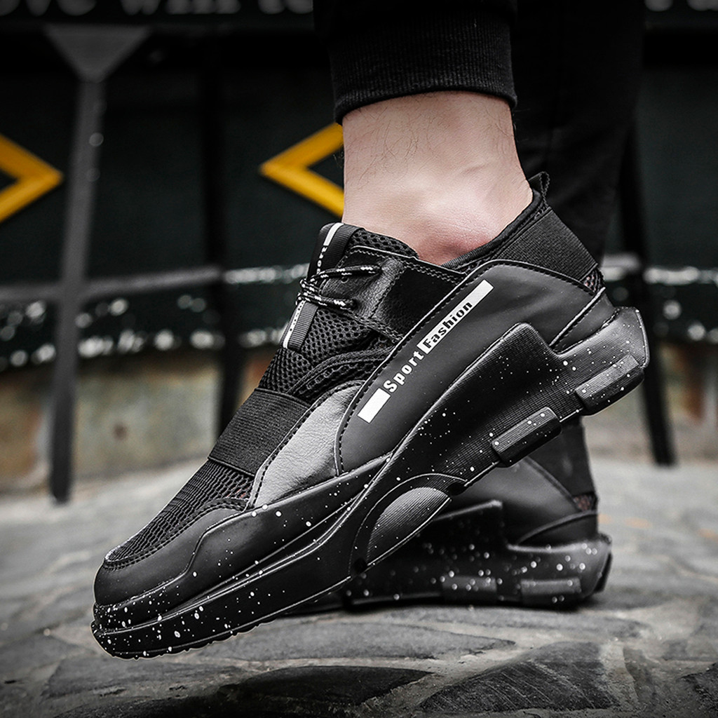 Breathable Shoes for Men Comfortable Mesh Sports Sneakers Male Black Red White Athletic Footwear Zapatillas #D