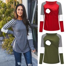 Pregnant Maternity Clothes Nursing Top Breastfeeding Long Sleeve Shirt Size 6-18