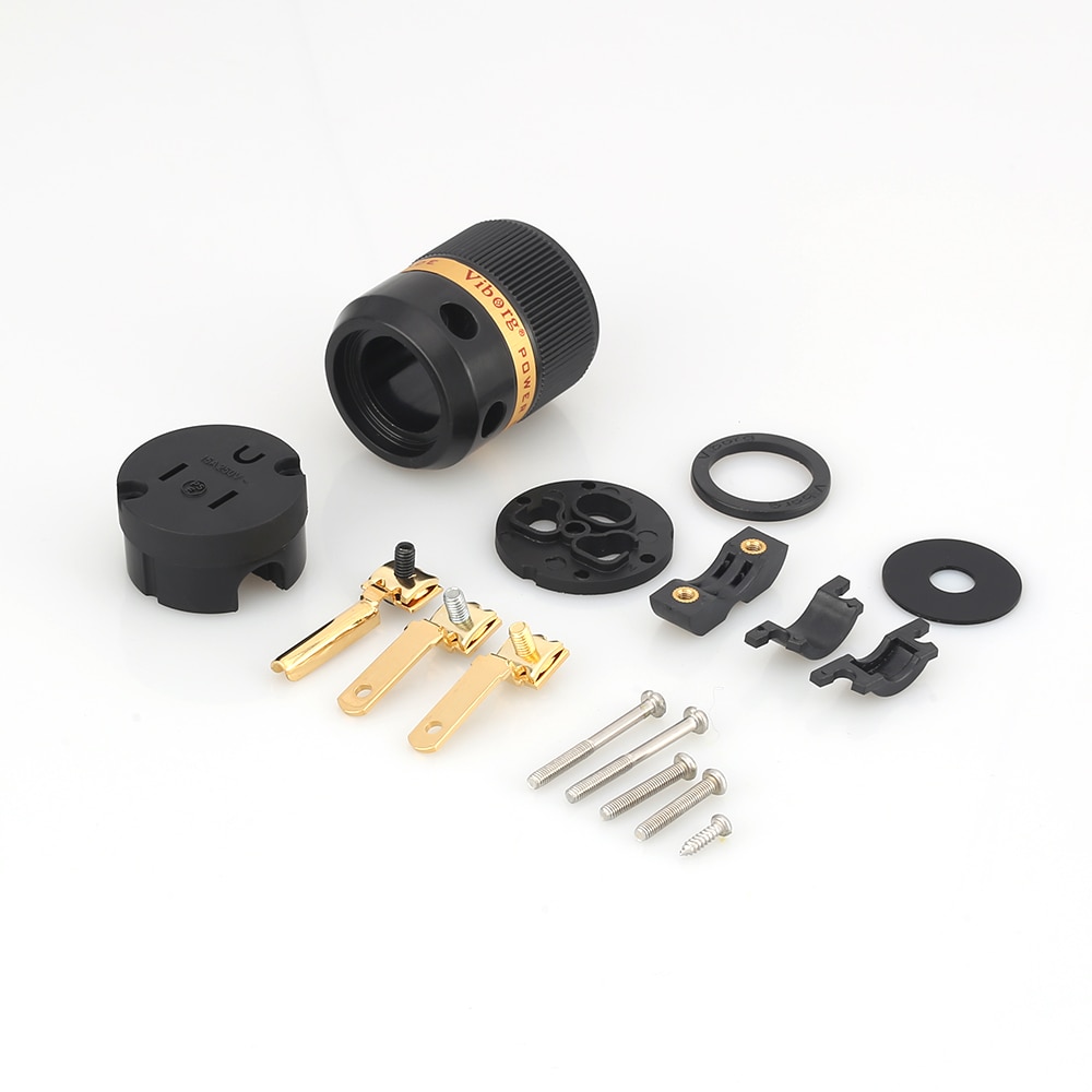 Viborg VM501G Pure Copper Gold Plated US AC Power Plug Connector for Audio DIY Mains Power Cable