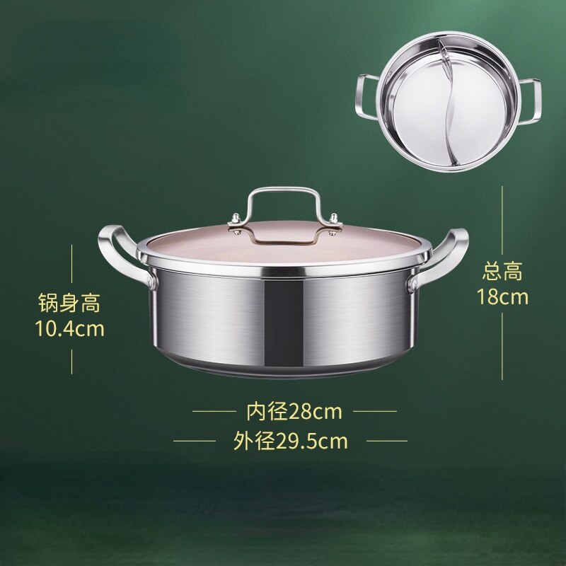 stainless steel two flavors pot special pot for induction cooker pots for cooking soup dumpling noodles pot chafing dish: B