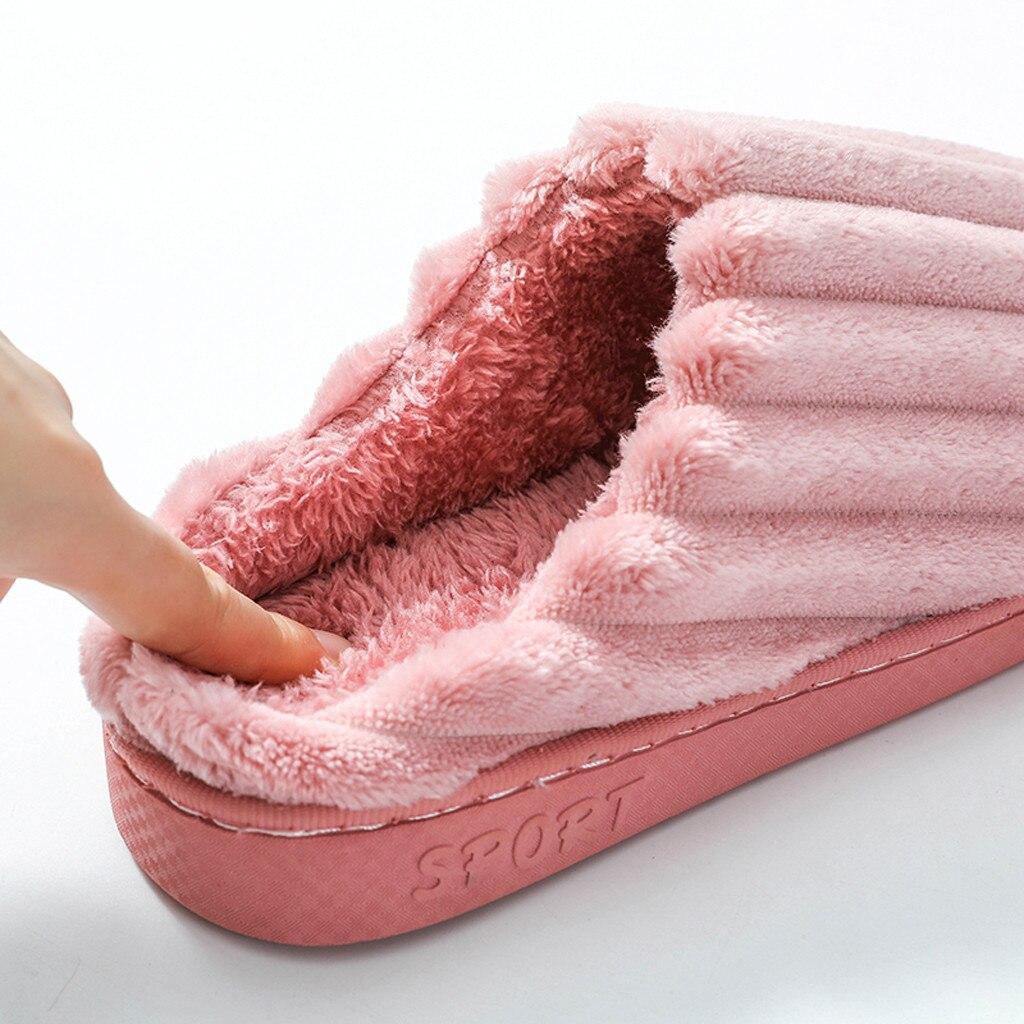 Winter Warme Thuis Vrouwen Bont Slippers Leuke Effen Kleur Indoor Katoen Dames Slippers Zachte Memory Foam Koppels Schoenen # P30