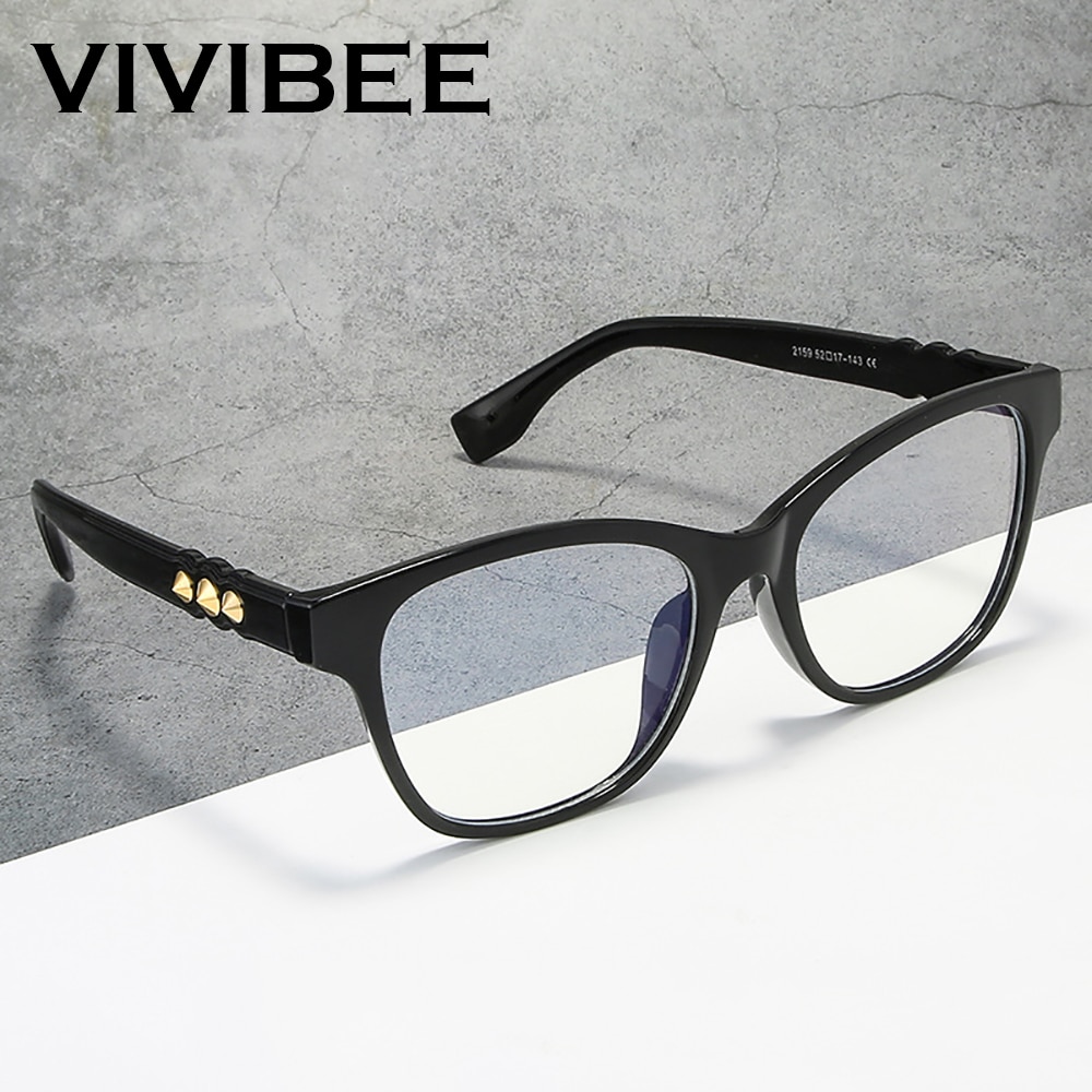 Vivibee Retro Anti Blauw Licht Bril Mannen Zwart Vierkant Frame Computer Vrouwen Blokkeren Stralen Brille Klinknagel Brillen