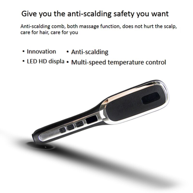 EU Plug Beard Straightener Men's Hair Brush Electric Heated Anti-Scaling Ceramic Comb Fast Frizzy Beards and Hair. Adjustable Te