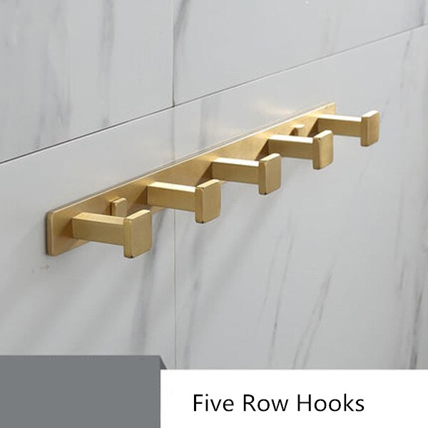 Set de accesorios de baño estante de baño para Oro pulido, toallero, soporte de papel para colgar toallas, soporte para escobillas de baño, accesorios de baño: five hooks