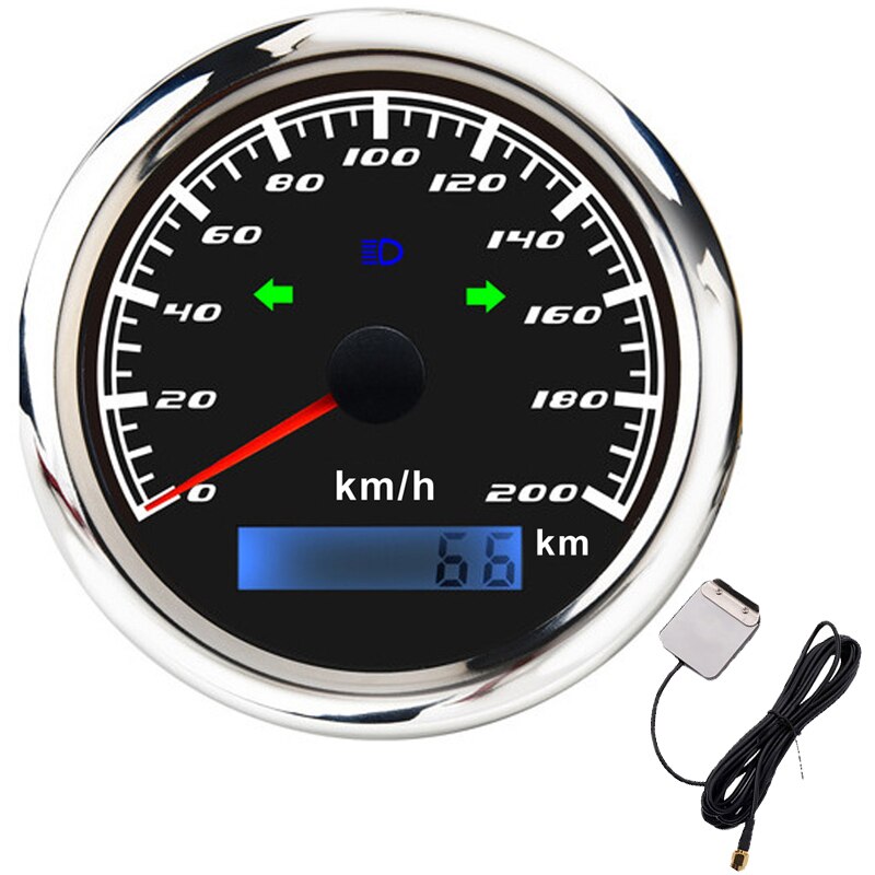 Gps Snelheidsmeter 120 Km/h Met Rode Backlight Grootlicht Links Rechts Draaien Licht 200 Km/h Snelheid Gauge Voor Auto Boot auto 12V/24V: 200kmh-GPS-BS