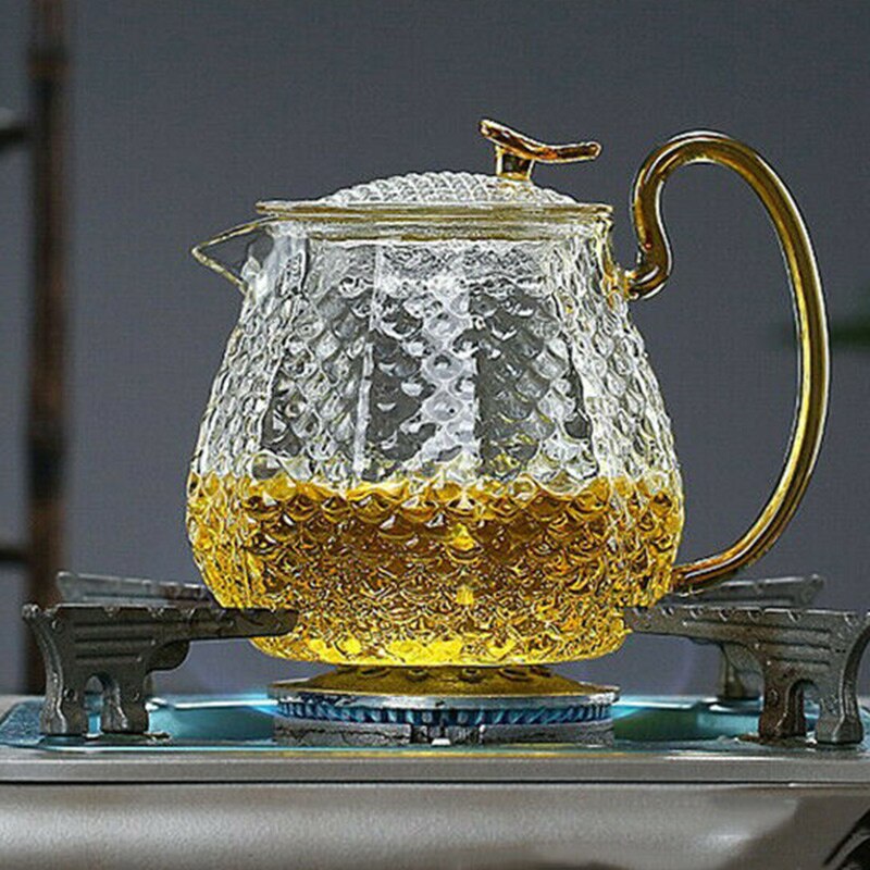 Thickened Glass Teapots and 3 Cup Household Heat-Resistant Clear Teapots Tea Maker Tea Set E2S